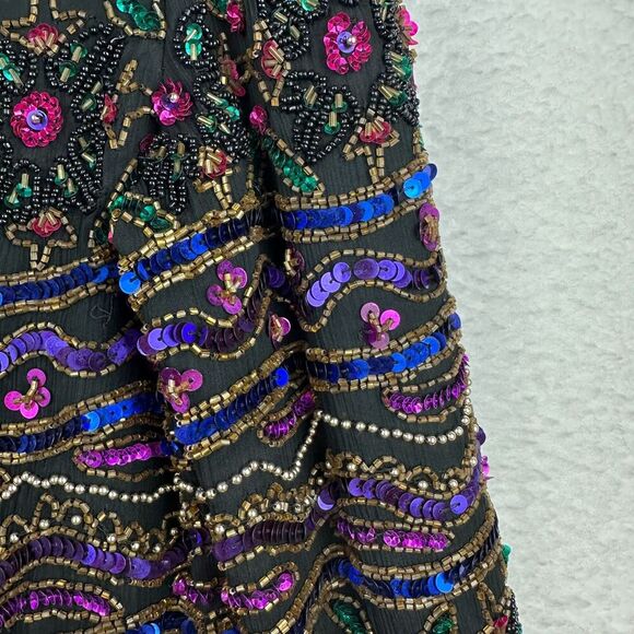 Papell Boutique Evening Vintage 100% Silk Beaded Sequin Jacket 14P Wedding Party - Picture 11 of 16